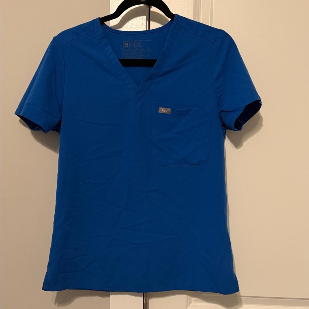 Figs Women's SMALL Short Sleeve V-Neck front pocket scrub top